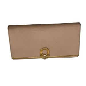 Salvatore Ferragamo Tan Leather Clutch